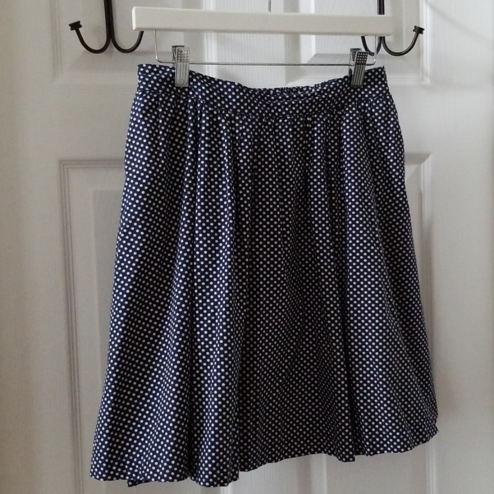 Boden Navy & White Pplka Dot Cotton Skirt US 4R
